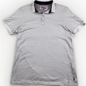 Ted Baker London Polo Mens Size 4 White-Black‎ Triangle Print Casual Golf Preppy